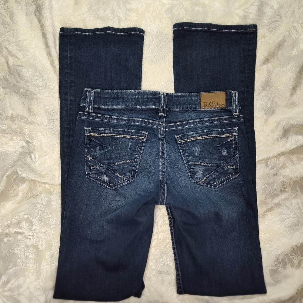 BKE Sabrina Jeans Womens 26XL Blue Darkwash Stretchy Lowrise Bootcut 5 Pocket